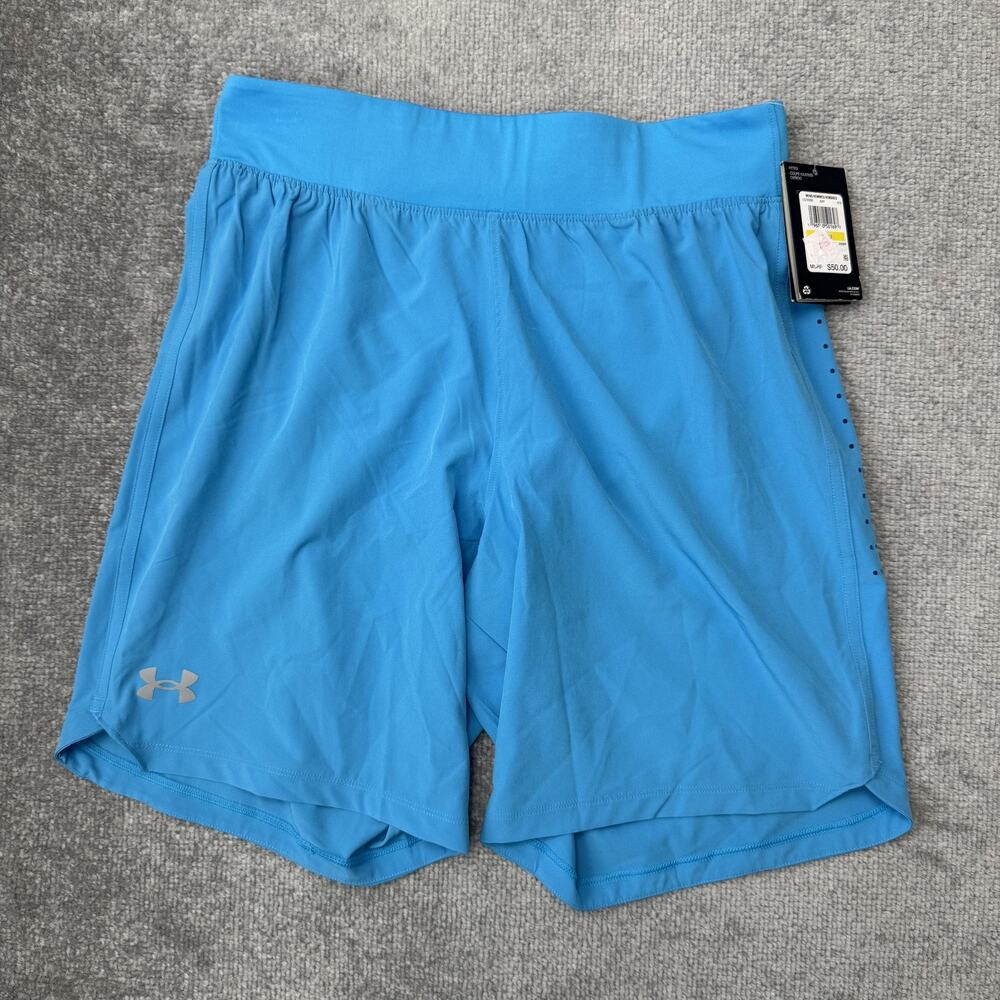 Under Armour Speedpocket Shorts Mens Medium Blue Brief Lined Running Athletic